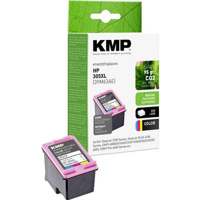 'KMP-vervangingsinktcartridge voor HP 305XL in magenta. Verpakking belicht milieuvriendelijke voordelen en compatibiliteit met specifieke printers.'