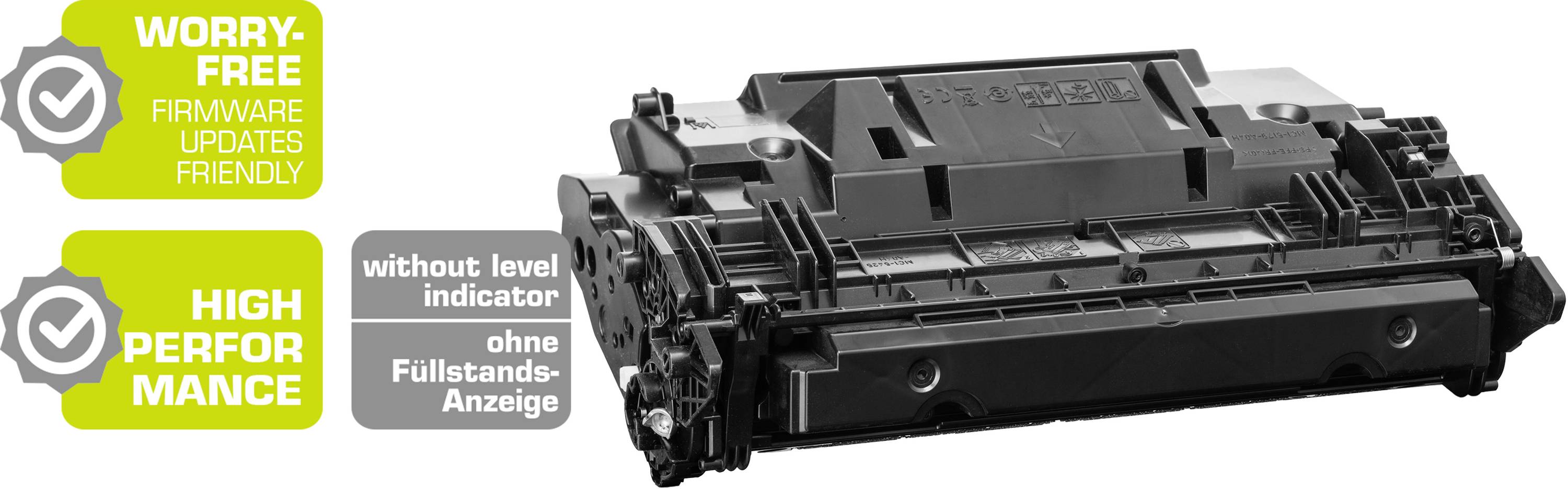 'Zwarte tonercartridge, compatibel met bepaalde printermodellen. Kenmerken: Zorgeloze firmware-updates, hoge prestatie.'