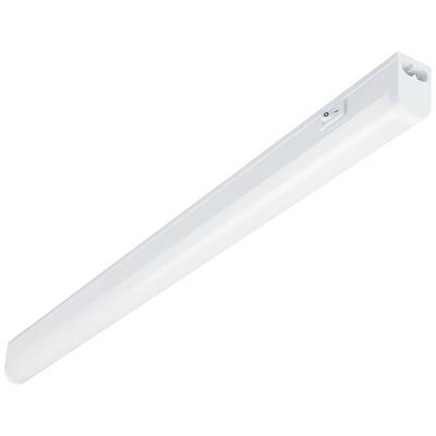 Langwerpige LED-verlichting met een wit behuizing, geschikt voor montage aan plafonds of wanden. Ideaal voor de verlichting van binnenruimtes.
