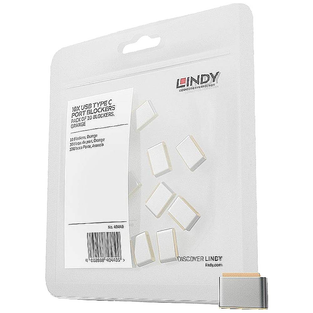 LINDY USB-C-poortsleutel Set van 10 stuks Oranje Zonder sleutel