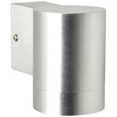 Metalen cilinder, zilverkleurig, gemonteerd op een wandsteun. Geschikt voor decoratieve of functionele doeleinden.