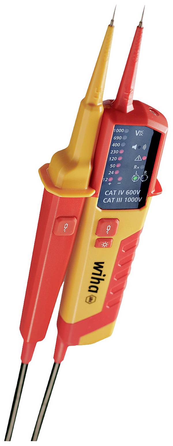 Wiha 45216 Spannings- en doorgangstester  CAT III 1000 V, CAT IV 600 V LED, Akoestisch