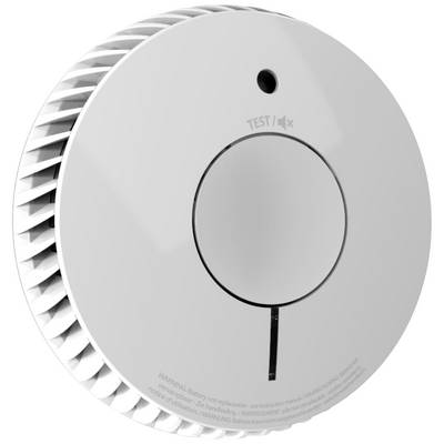 Rookmelder van hoogwaardig materiaal met centrale testknop en ventilatiesleuven aan de zijkant.
