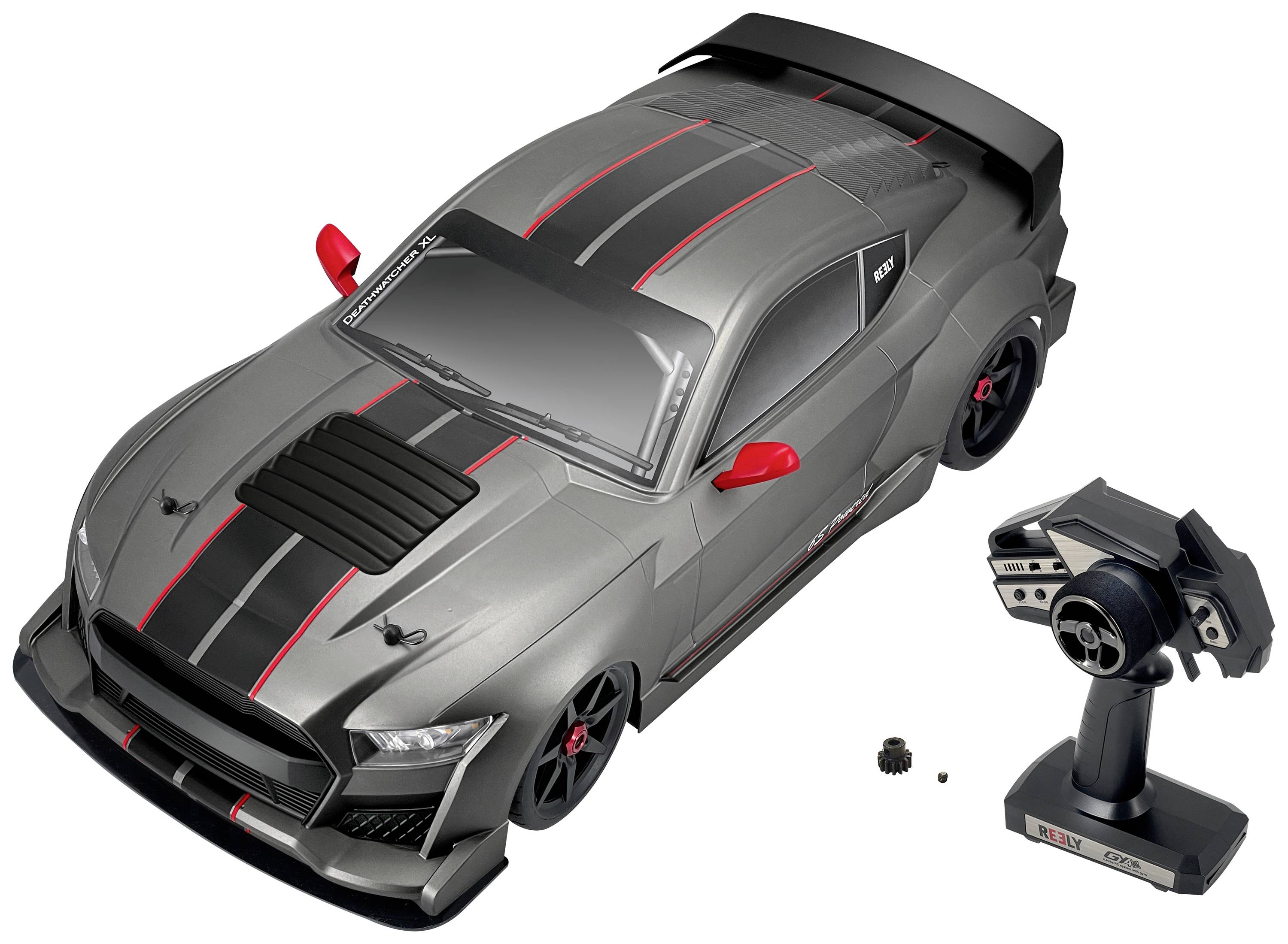 Reely 1:7 RC auto Elektro Straatmodel Deathwatcher XL 6S Mat grijs Brushless 4WD RTR 2,4 GHz Met lichteffect, Deels voor-6