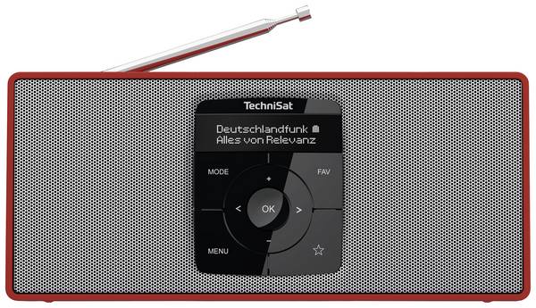 TechniSat DIGITRADIO 2 S Zakradio DAB+, VHF (FM) Bluetooth Wekfunctie, Oplaadbaar Rood, Zilver