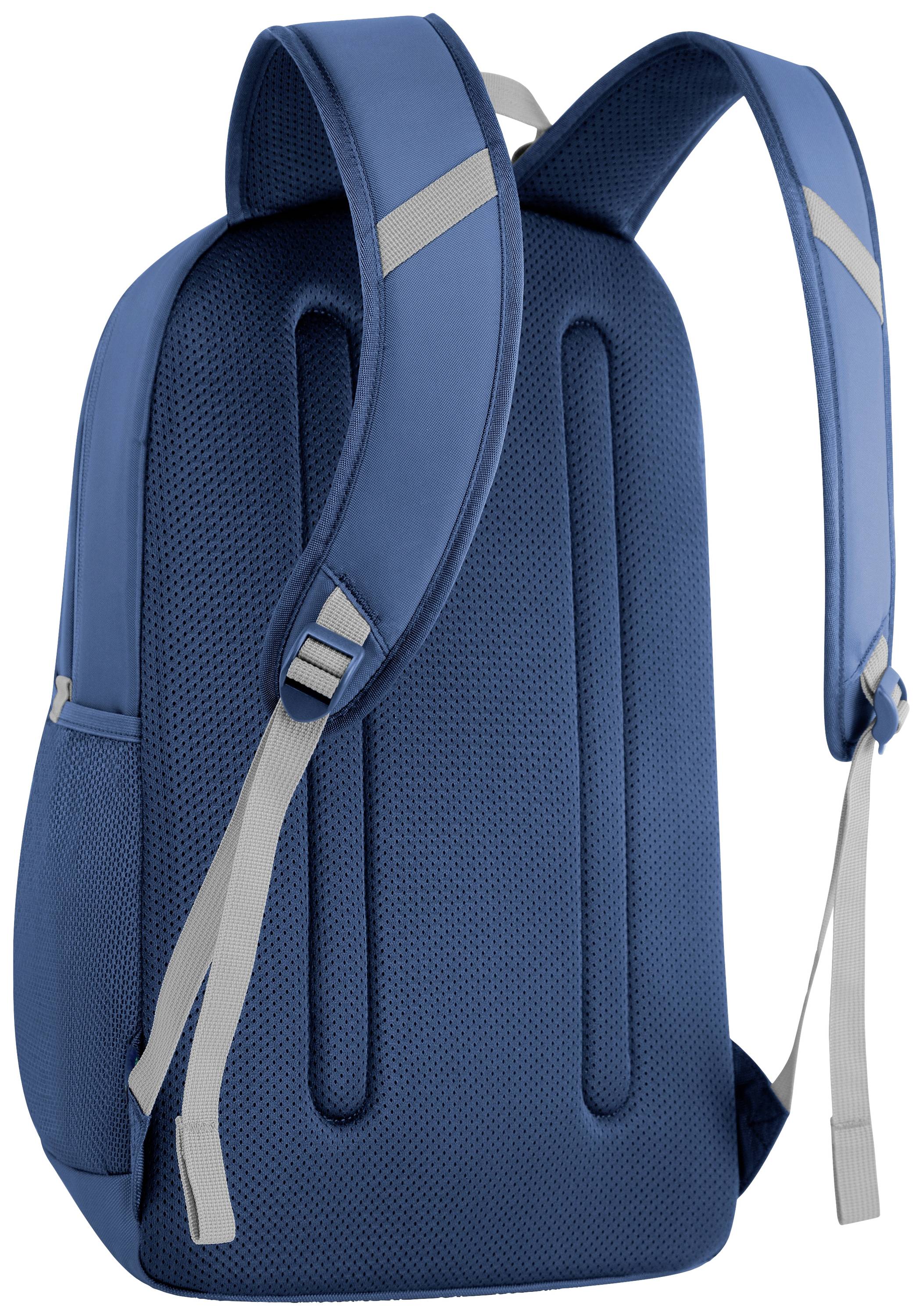 Een blauwe rugzak met gewatteerde dragers en achterpaneel. Ideaal voor comfortabel gebruik in het dagelijks leven of tijdens reizen.