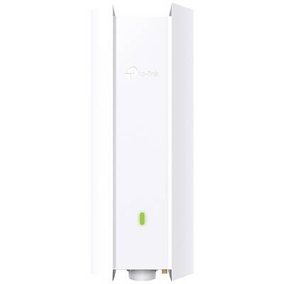 Een witte WLAN-repeater van TP-Link met een groene bedrijfsindicator aan de voorkant.