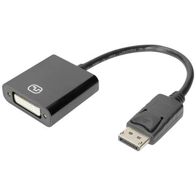 Een adapterkabel met een DisplayPort-stekker aan de ene kant en een DVI-aansluiting aan de andere kant, voor het verbinden van monitors met computers.