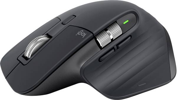 Logitech MX Master 3S Ergonomische muis Bluetooth, Radiografisch    Optisch Grafiet 7 Toetsen 8000 dpi Afneembare kabel, Ergonomisch, Intelligent scrollwiel, Oplaadbaar