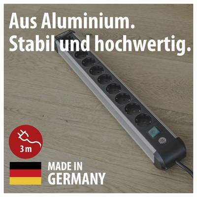 Brennenstuhl 1391030000 Stekkerdoos met schakelaar Zilver, Zwart Randaarde stekker 1 stuk(s)-1