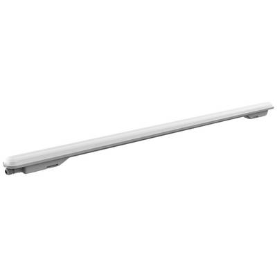 Bureaulamp in buisvormig design met een wit behuizing, horizontaal uitgelijnd. Geschikt voor plafond- of wandmontage.