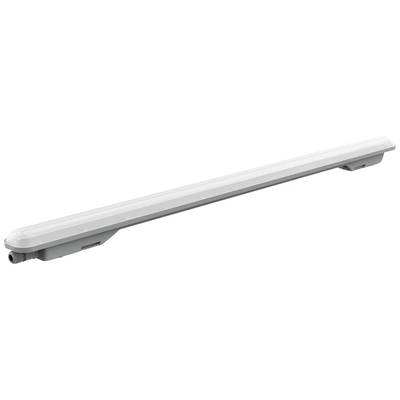 Grijs, rechthoekig LED-licht met transparante afdekking, geschikt voor plafondmontage, biedt een gelijkmatige lichtverspreiding.