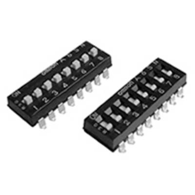 Twee DIP-schakelaars met tien schakelaars, genummerd van 1 tot 10, voor elektronische instellingen of configuraties in schakelingen.