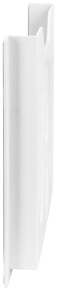 Wit, rechthoekig plastic behuizing met afgeronde hoeken en een haakstructuur voor wandmontage, waarschijnlijk bedoeld voor kabelbeheer.