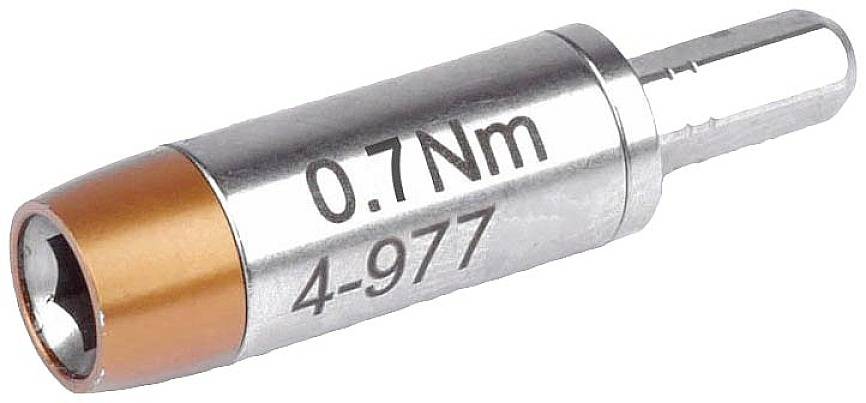 Steeksleutel met draaimomentaanduiding '0.7 Nm' en code '4-977', oranje-zwart, voor precisie montage van schroeven.
