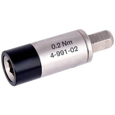 Momentsleutel-schroevendraaierkop van metaal met opschrift '0.2 Nm 4-991-02', gebruikt voor nauwkeurig aantrekken van schroeven.