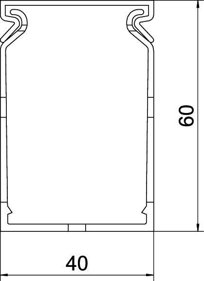 Schematische weergave van een onderdeel met een hoogte van 60 mm en een breedte van 40 mm.