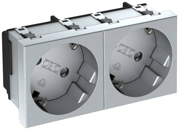 OBO Bettermann 6120114 Apparaatinzet 2-voudig stopcontact (b x h x d) 90 x 45 x 42 mm Aluminium 1 stuk(s)
