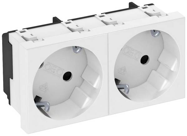 OBO Bettermann 6120103 Apparaatinzet 2-voudig stopcontact (b x h x d) 90 x 45 x 42 mm Wit 1 stuk(s)