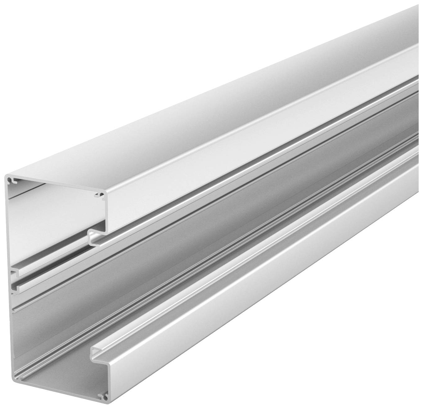 Aluminiumprofiel met holle ruimte en zijdelingse geleiders, wordt vaak gebruikt voor de constructie van rekken of draagstructuren.