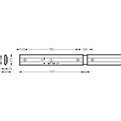 Bouwtekening van twee metalen stangen met afmetingen: 1471 mm lengte bovenaan, 1197 mm lengte onderaan. Verdere afmetingen en details zijn aangegeven.