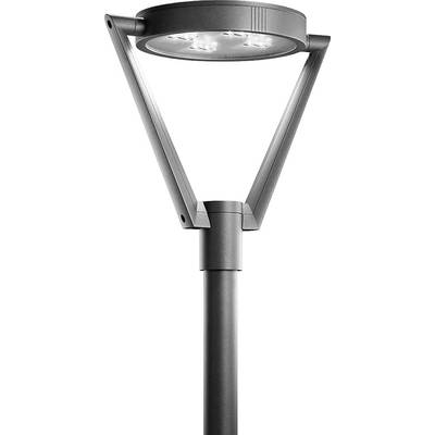 Moderne straatlantaarn met een cilindrische kop en meerdere LED's, gemonteerd op een slanke, grijze mast.
