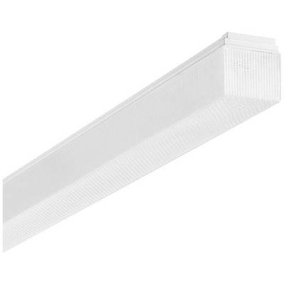 Witte, rechthoekige LED-plafondlamp met geprofileerd oppervlak. Ideaal voor kantoren en industriële toepassingen.
