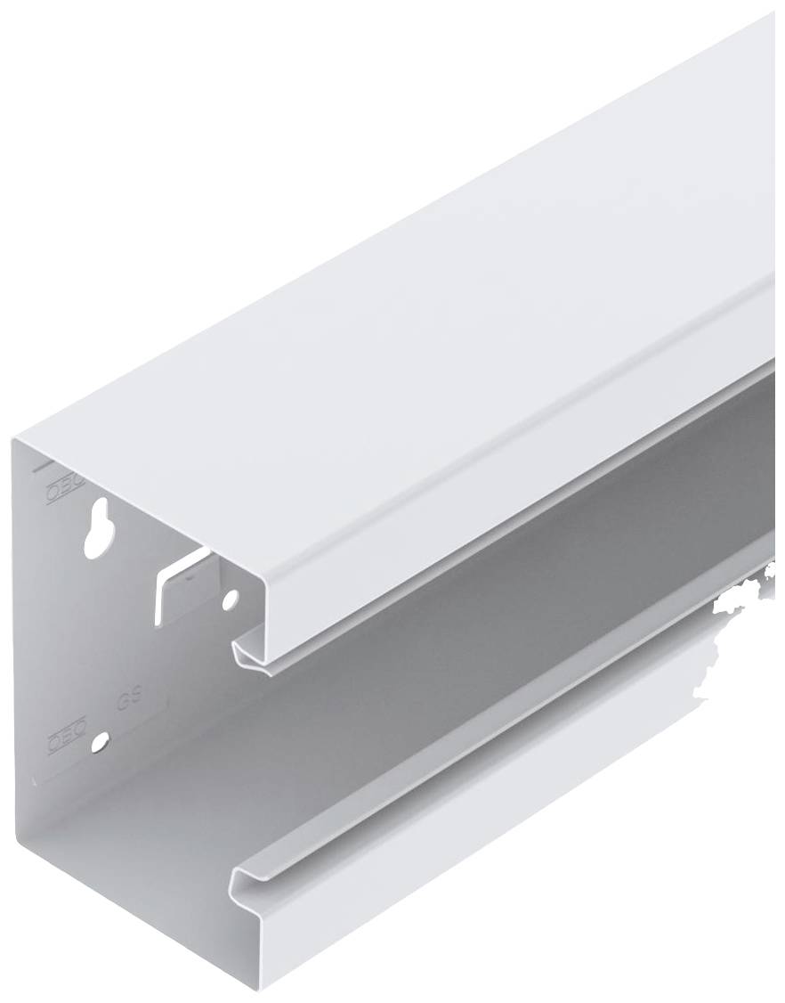 Een wit metalen profiel met een rechthoekige doorsnede en een groef, geschikt voor gebruik in bouwstructuren of bevestigingen.