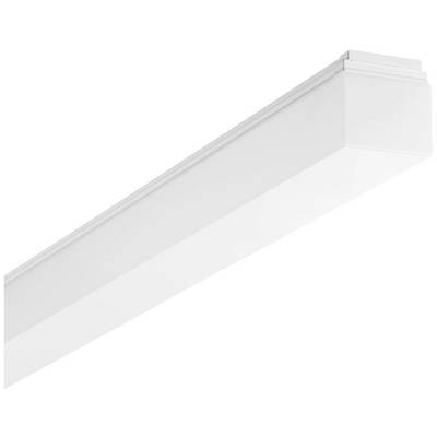Een witte, rechthoekige plafondlamp met een strak design. Geschikt voor kantoor- of woonruimtes, zorgt voor gelijkmatige verlichting.