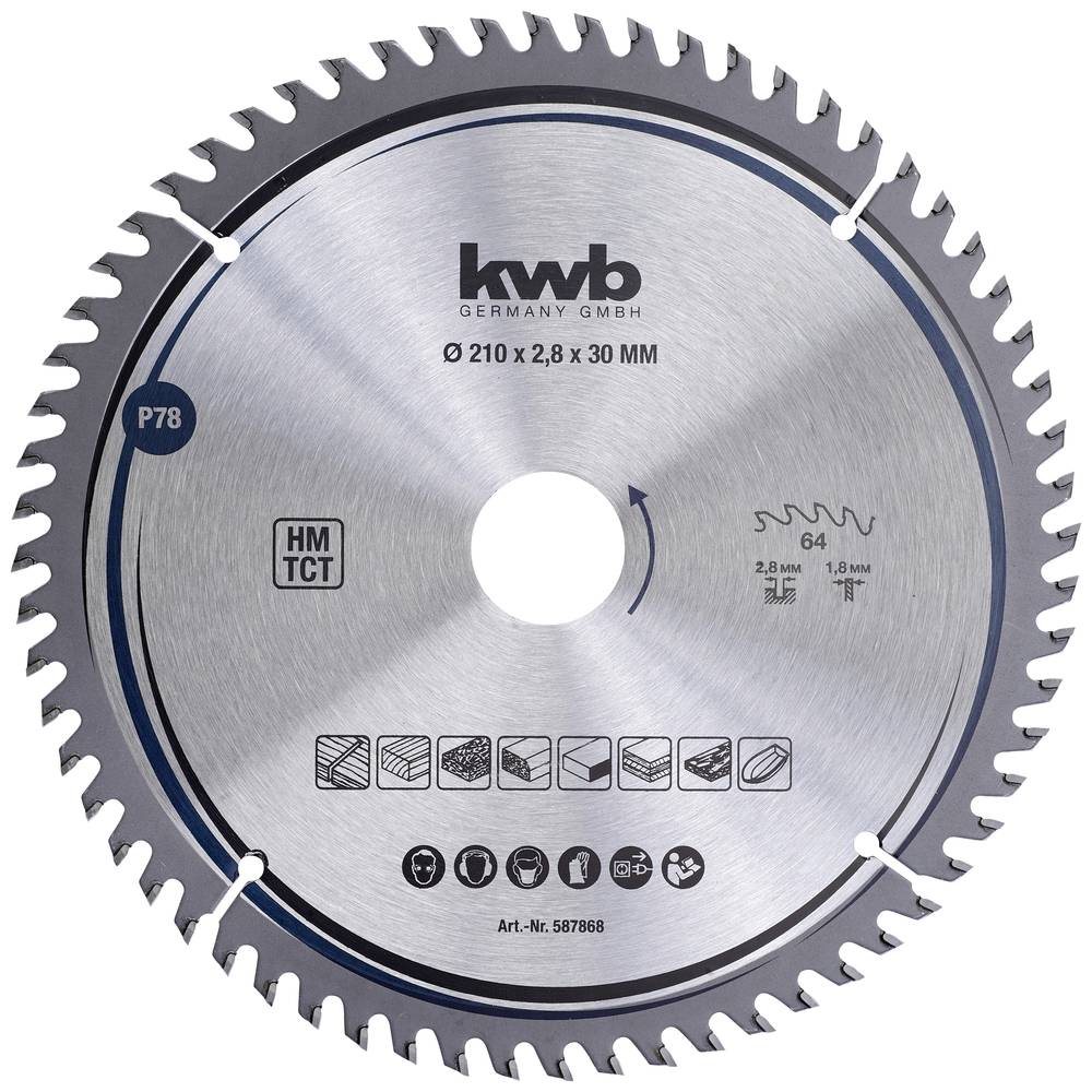 kwb 587868 Hardmetaal-cirkelzaagblad 210 x 30 mm 1 stuk(s)