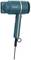 Een turquoise föhn van het merk met gouden accenten. Hij heeft een modern design met een zwart snoer.