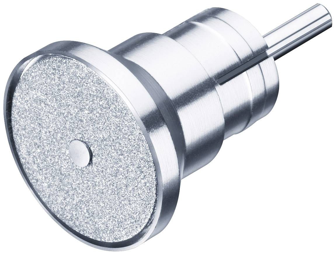 Een zilveren, metalen slijpkop met een ruwe, ronde oppervlakte. Geschikt voor precisie slijpwerkzaamheden bij gereedschappen.