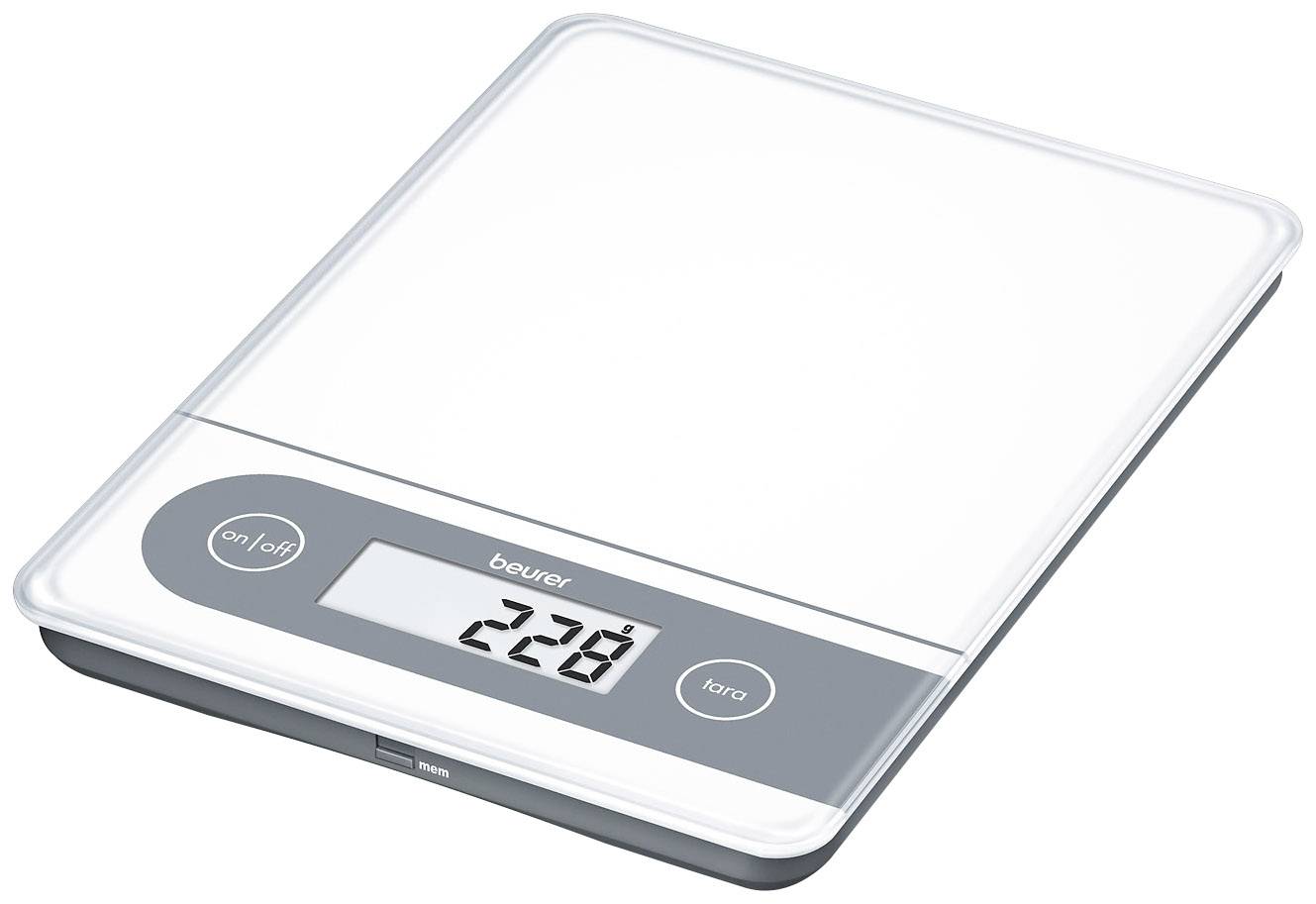 Elektronische keukenweegschaal met digitaal display toont '228' gram. Twee toetsen 'aan/uit' en 'tara' zijn zichtbaar.