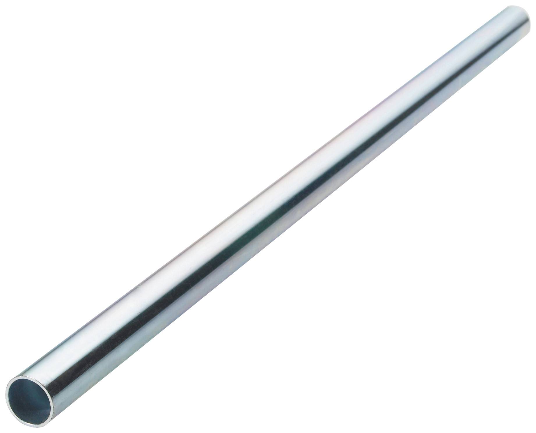 Metalen buis met een glanzende, zilveren oppervlakte, horizontaal liggend.
