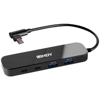 LINDY  4 poorten USB-C® (USB 3.2 Gen 2) multiport hub  Zwart