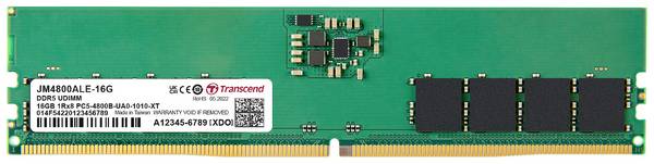 Transcend 16 GB, DDR5, 4800 MHz, 288 pinnen, CL40, 1,1 V