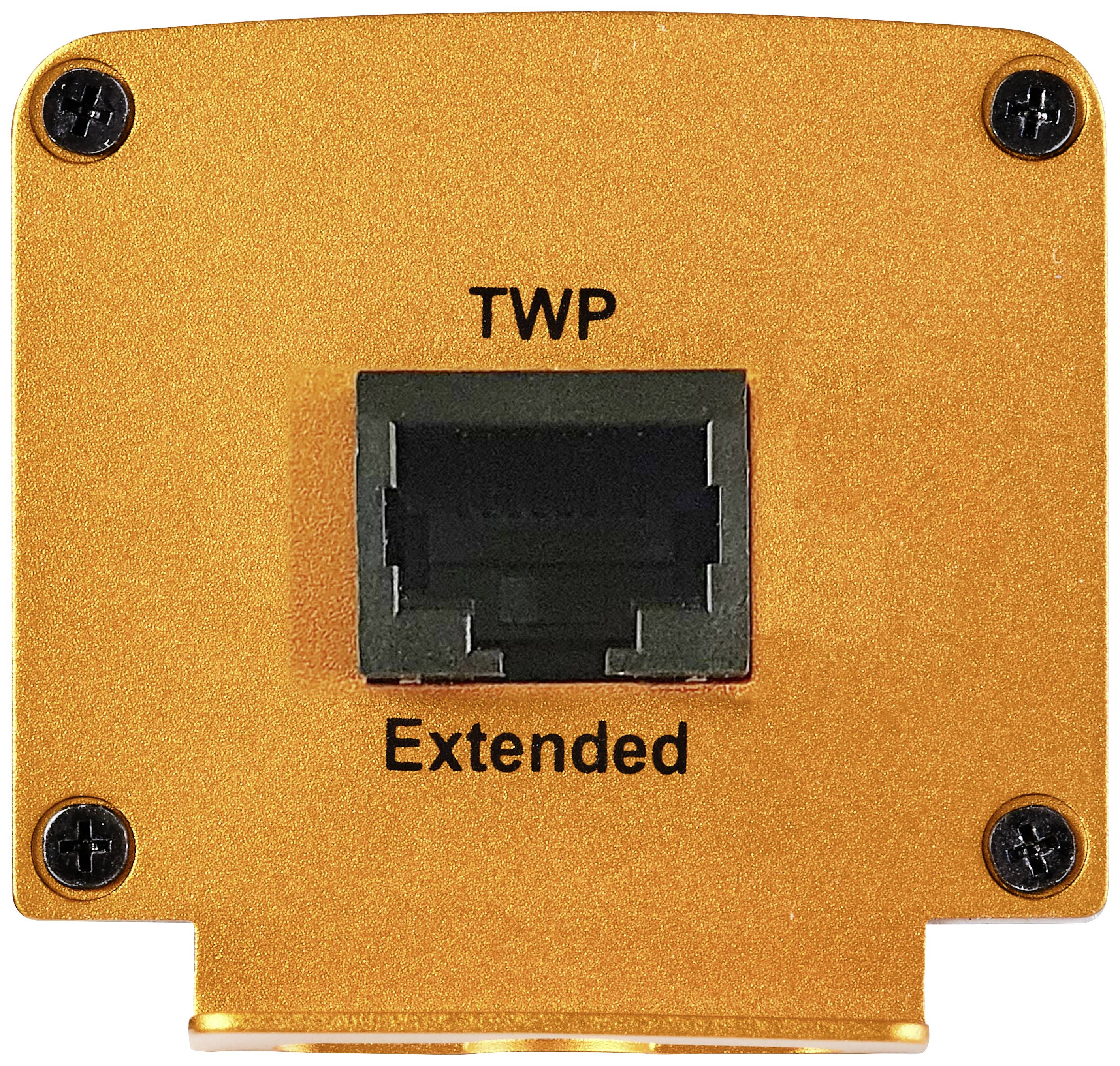Oranje module met netwerkinterface, gemarkeerd met 'TWP Extended'.