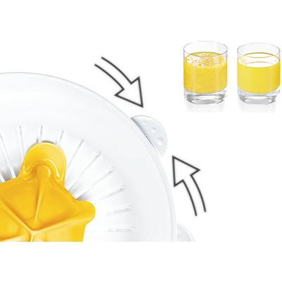 Bosch VitaPress MCP3500N citruspers, universele perskegel voor kleine en grote vruchten, vruchtvleesregeling, hoge sapopbrengst, sapcontainer van 0,8 l, vaatwasmachinebestendig, 25 W, wit/geel Bosch VitaPress MCP3500N citruspers, universele perskegel voor kleine en grote vruchten, vruchtvleesregeling, hoge sapopbrengst, sapcontainer van 0,8 l, vaatwasmachinebestendig, 25 W, wit/geel