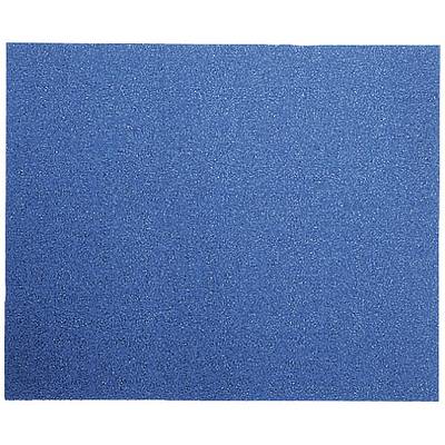 Een rechthoekig blauw schuurpapier toont een egale korrelige textuur.