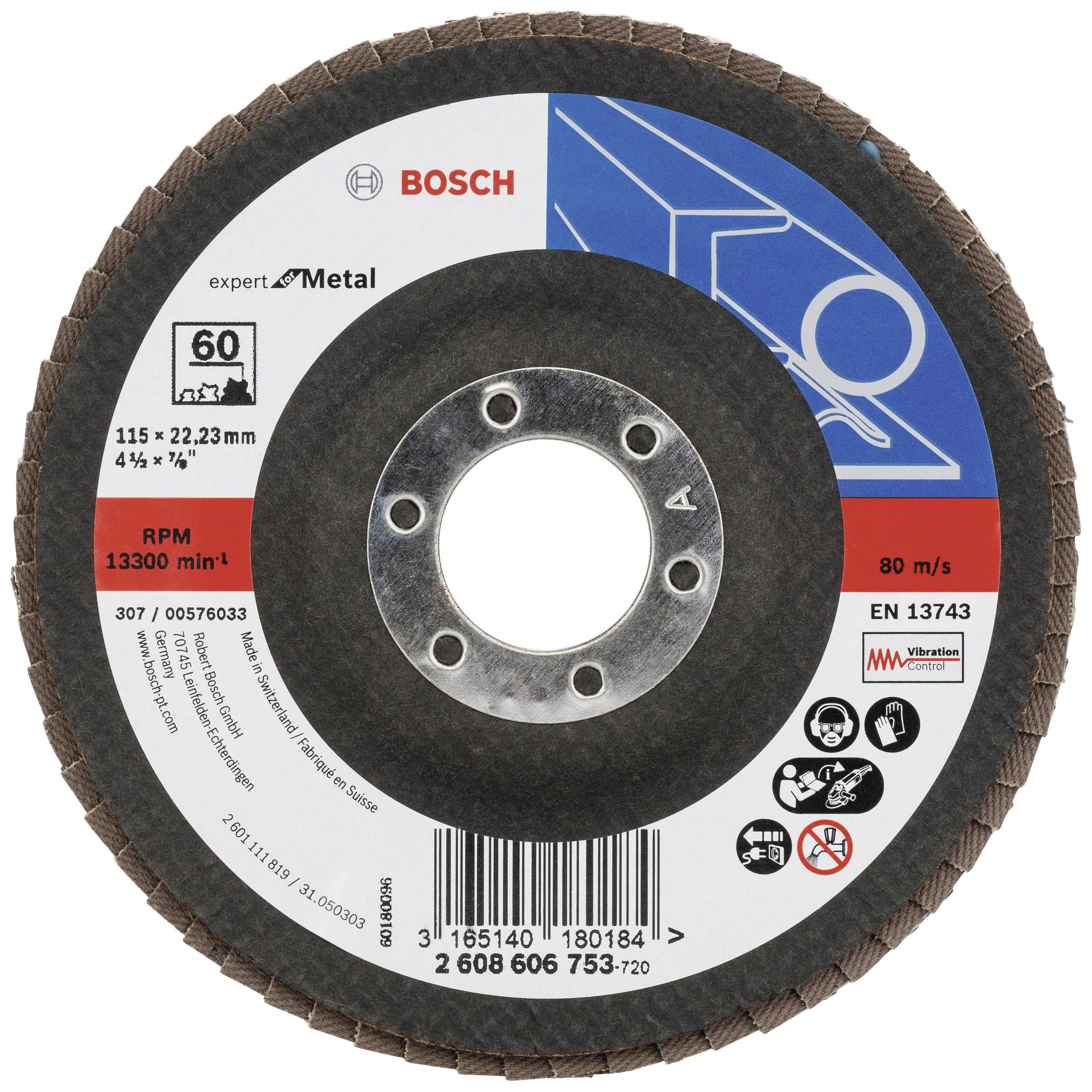 Bosch Accessories 2608606753 X551 Lamellenschijf Diameter 115 mm Boordiameter 22.33 mm Korrelgrootte (num) 60 Staal 1 stuk(s)