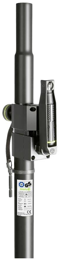 Een telescoopbuis met een hefboommechanisme en productlabel dat technische details en CE-markering weergeeft.