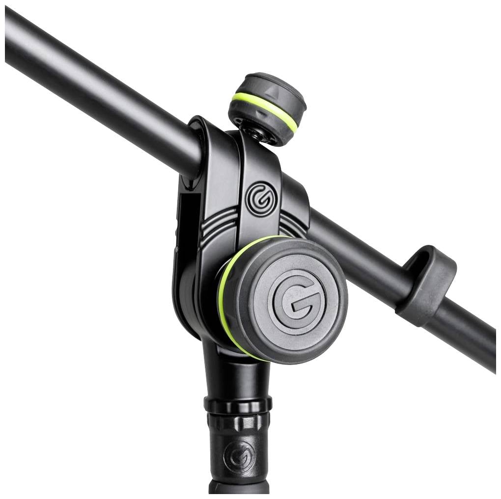 Statief houder met een groen-zwart ontwerp en logo.