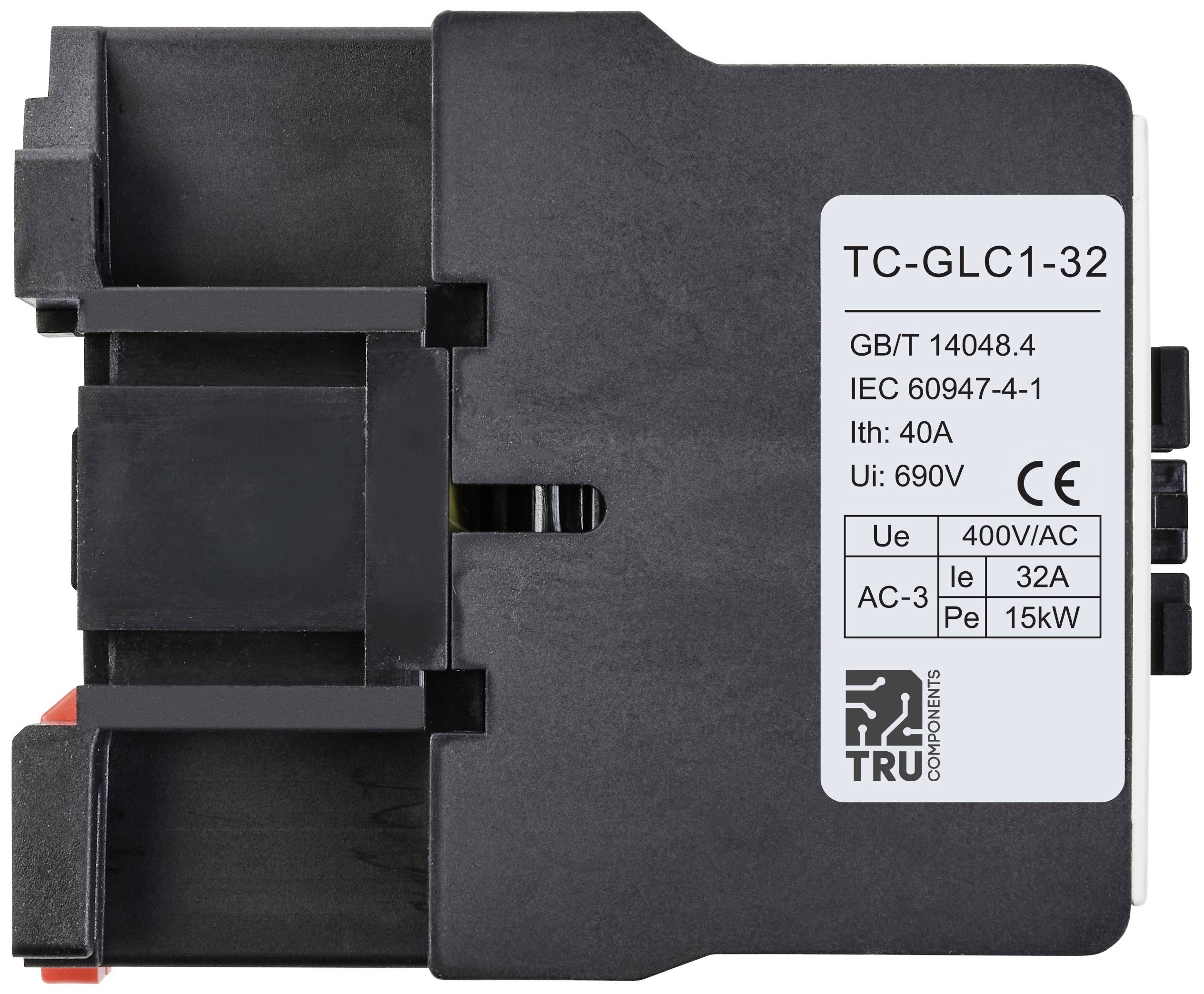 Industrie-relais TC-GLC1-32, 400V/AC, 32A, vermogen 15kW, geschikt voor schakelingen tot 690V, conform IEC 60947-4-1 standaard.