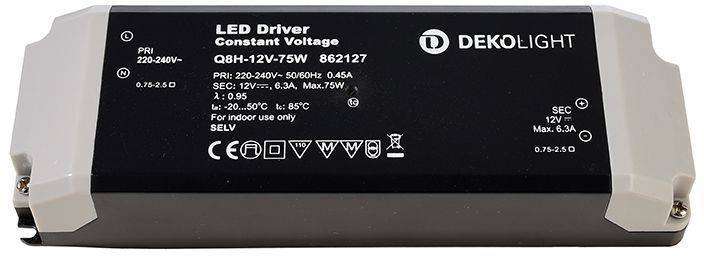 Deko Light BASIC, CV, Q8H-12-75W LED-driver Constante spanning 75 W 0 - 6.3 A 12 V Overbelastingsbescherming 1 stuk(s)