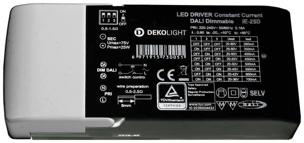 Deko Light BASIC, DIM, Multi CC, IE-25D LED-driver  Constante stroomsterkte 25 W 260 - 700 mA 20 - 60 V Dali 1 stuk(s)