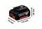 Bosch 18V 4.0Ah Li-Ion accu met afmetingen: 115 mm lengte, 74 mm breedte, 56 mm hoogte.