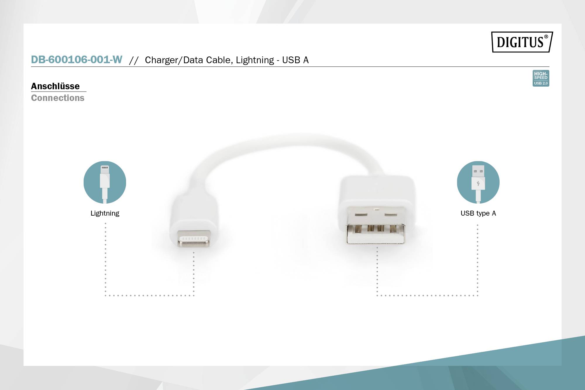 Digitus Mobiele telefoon, Apple iPad/iPhone/iPod, Computer, Laptop Laadkabel [1x USB-A - 1x Lightning] 0.1 m USB-A, Appl-3