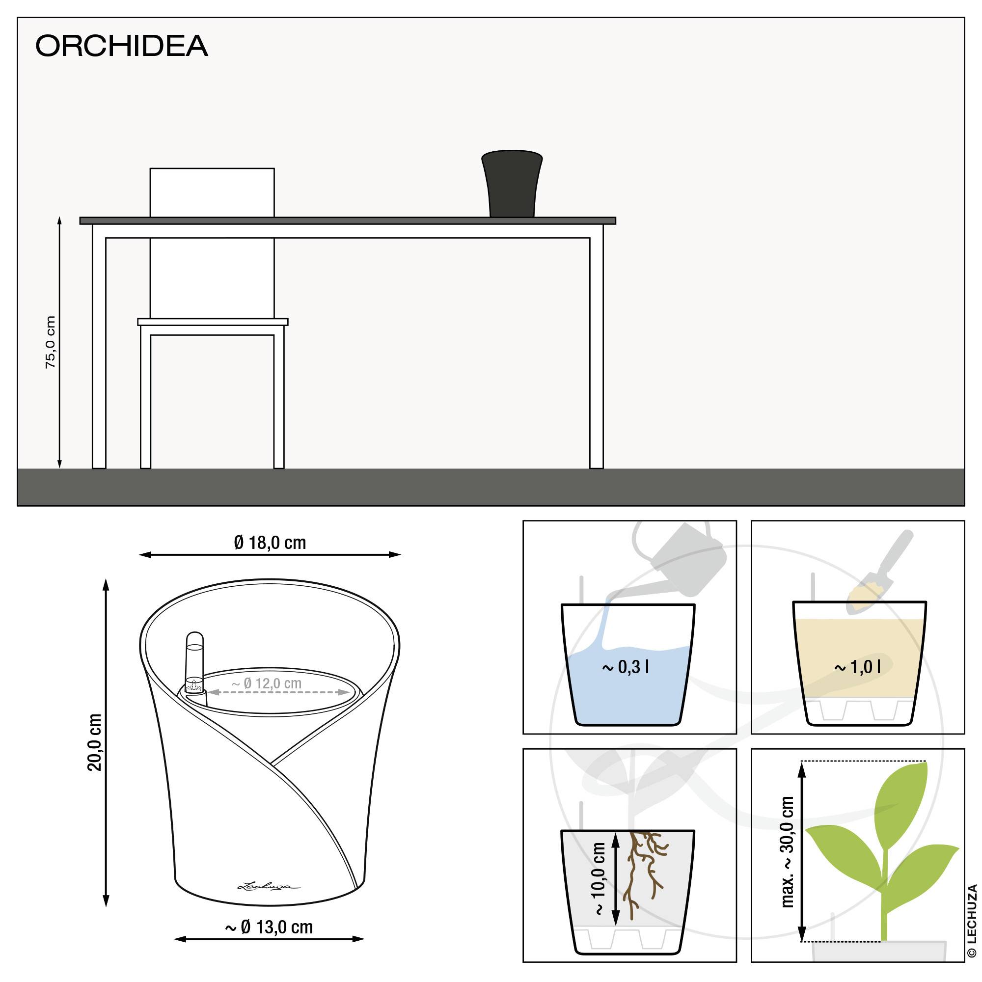 LECHUZA Jardiniere ORCHIDEA ALL-IN-ONE Mat Wit-4
