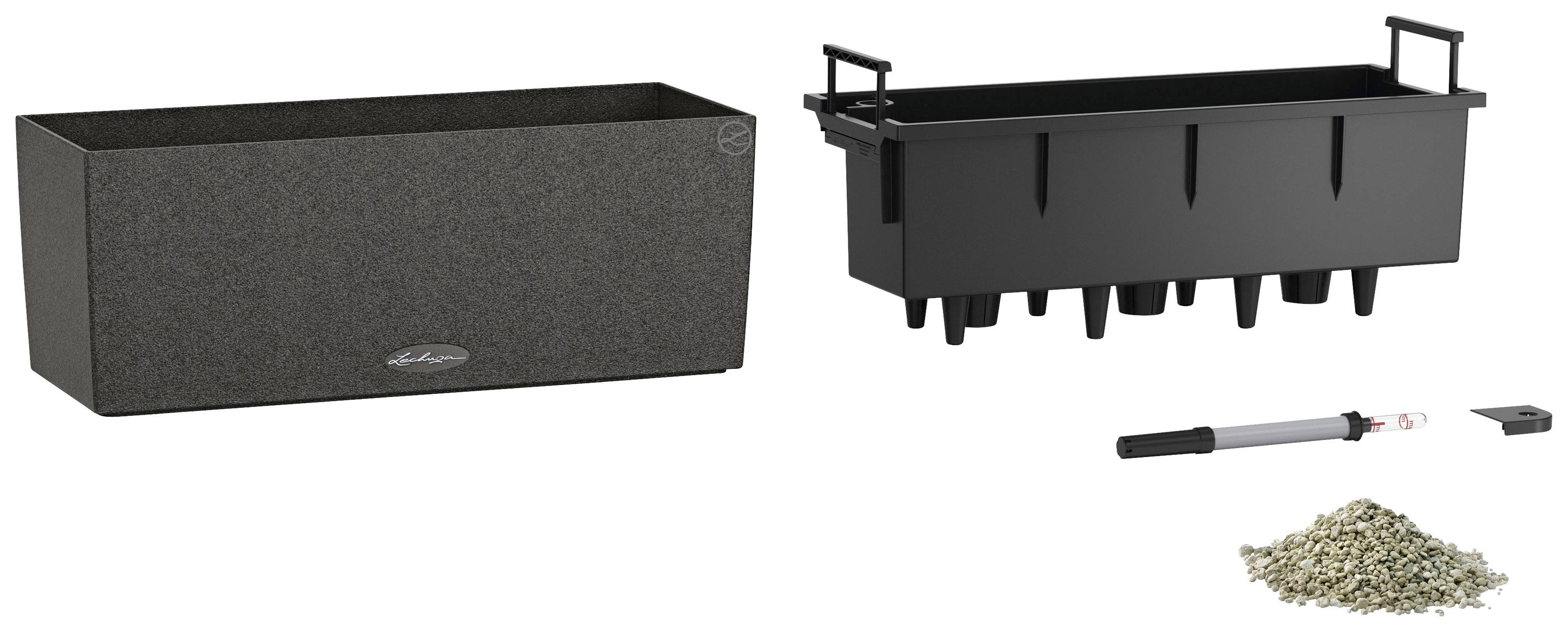LECHUZA Balkonbak Stone 50 ALL-IN-ONE Zwart - 50 x 19 x 19 cm-1