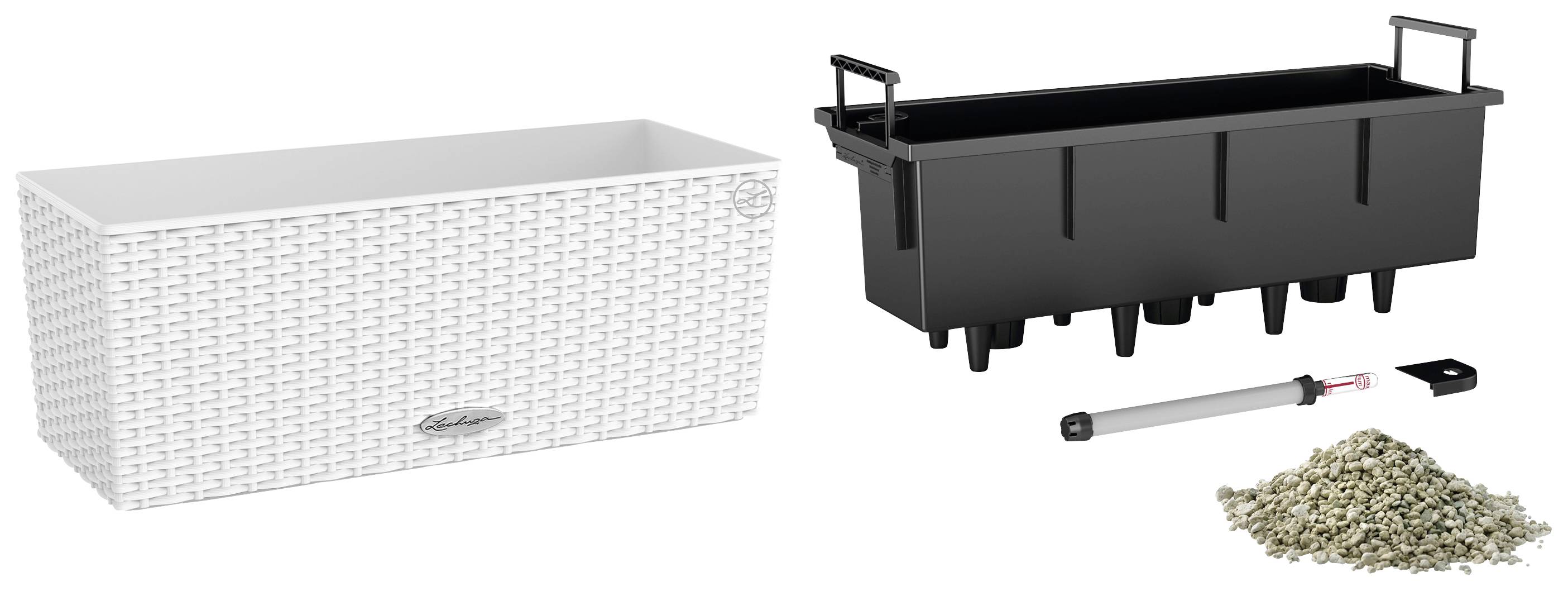 LECHUZA Cottage Balkonbloempot 50 - Wit - 44 x 33 cm - Met Waterreservoir-1